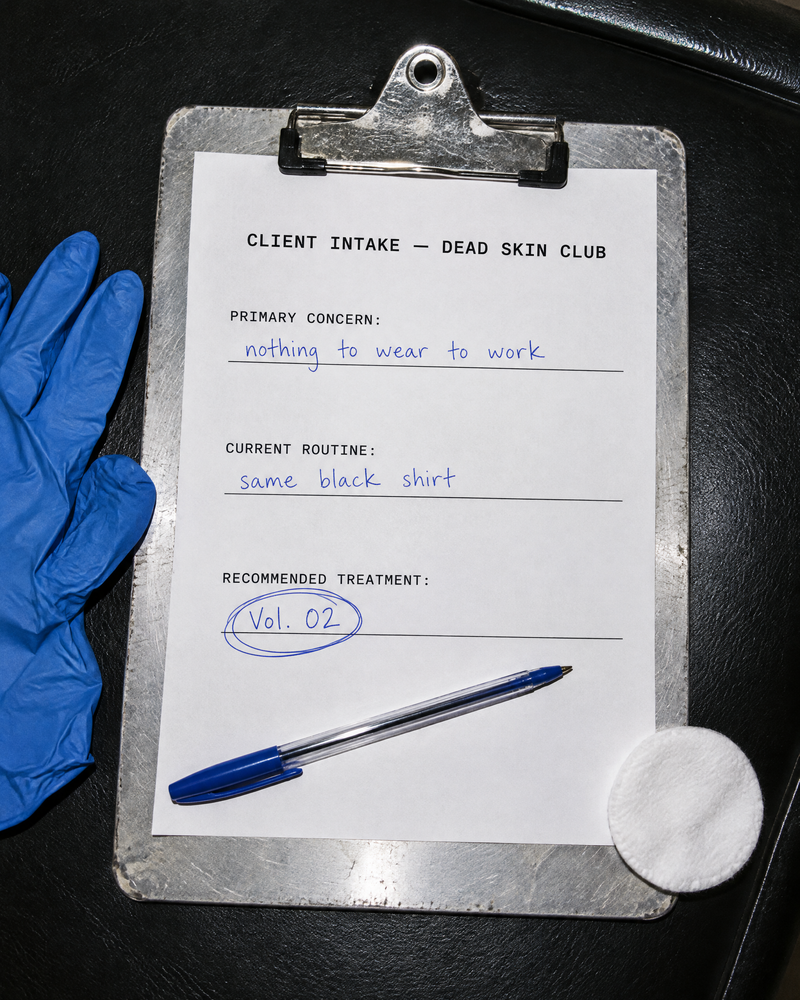 Client intake form on a clipboard reading recommended treatment: Vol. 02